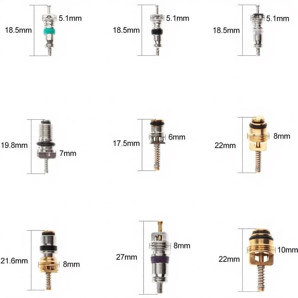 Auto AC Valve Cores 134pcs Green White Black for R134a for R12 Systems