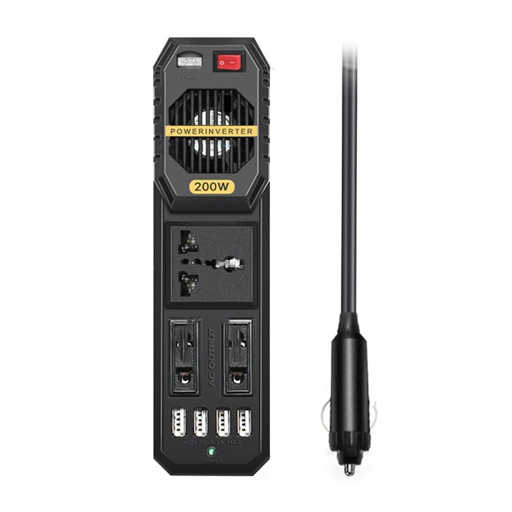 Efficient and Reliable 200W Car Inverter DC 12V to AC 220V Adapter Charger