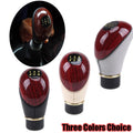 Stylish Beige Leather Car Gear Shift Knob 5 Speed Shifter Lever Handle