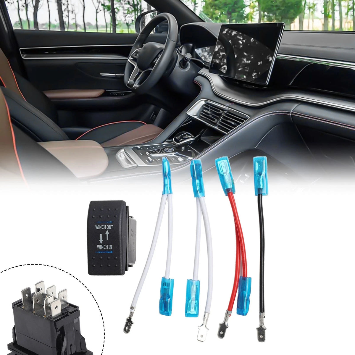 Winch In/Out Rocker Switch 7-Pin 12V-24V 7-Pin Momentary Switch