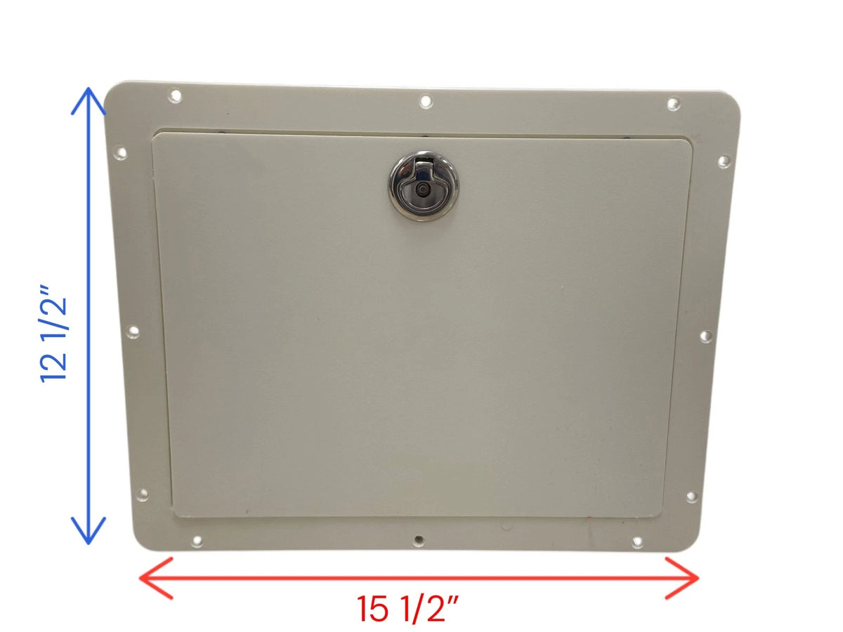 Marine Storage Drawer/Tackle Box Face 15 1/2" X 12 1/2" with Lock White Poly