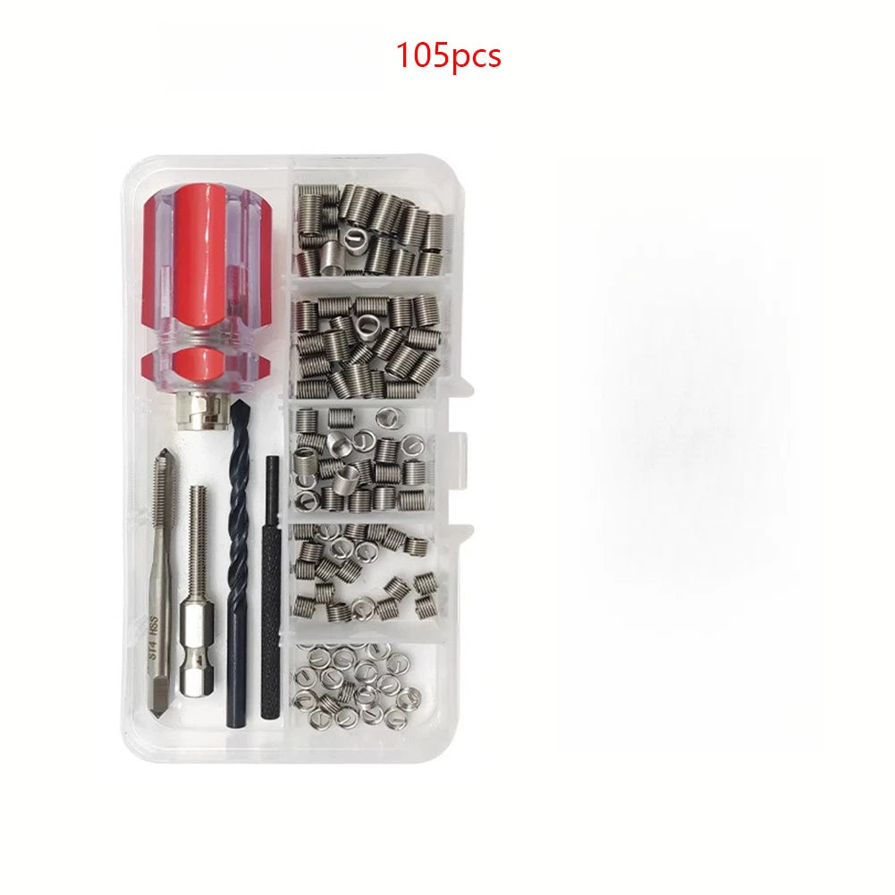 Wire Thread Insert Repair Kit 105pcs Stainless Steel M2-M6 Helicoil Style