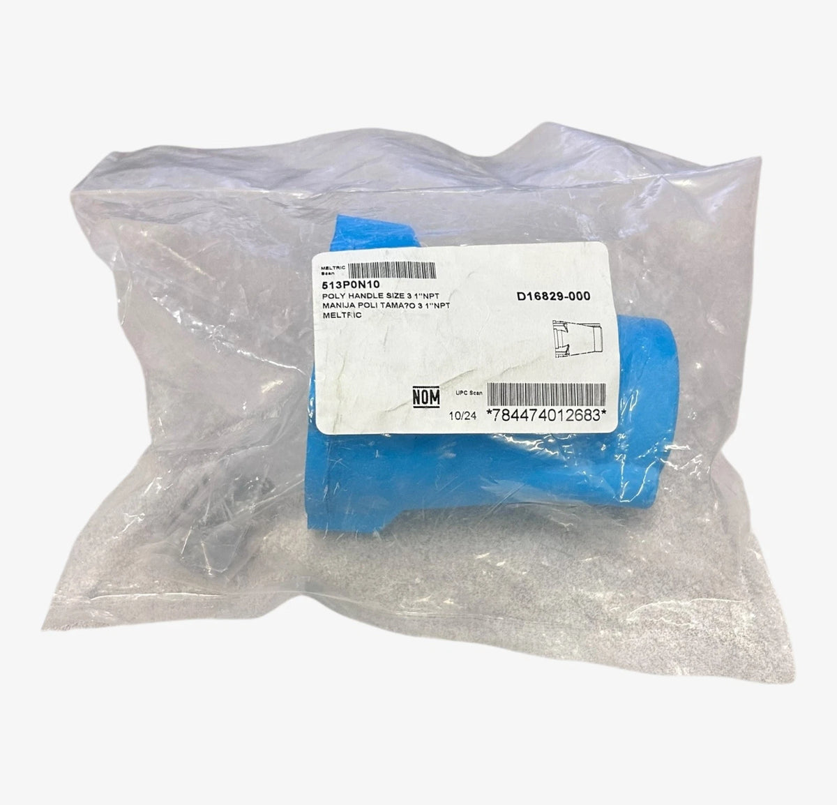 Meltric 513P0N10, Blue Poly Handle Size 3 with 1'' NPT