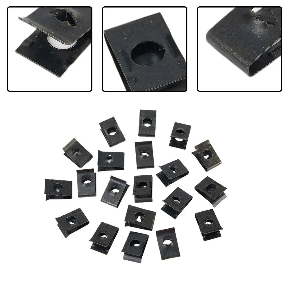 20Pcs Car Retainer Self-tapping Metal U-Type Screw Nut Clips for Fender Bumper