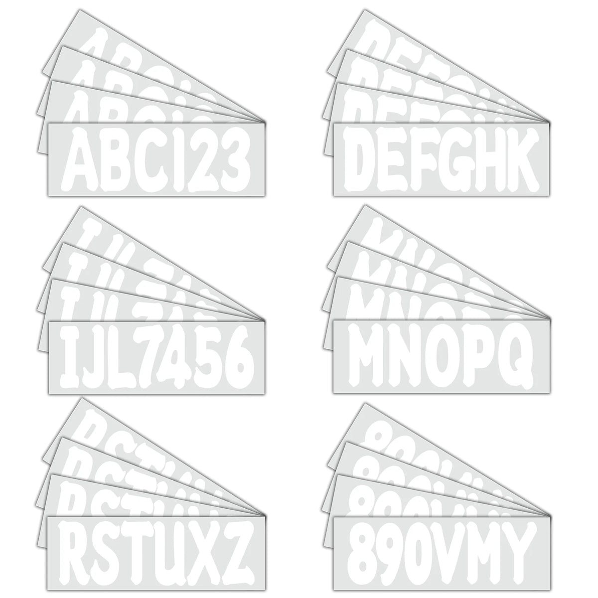 4 Sets of 3" Marine Boat White Sticker Decal A-Z Letters and 0-9 Numbers