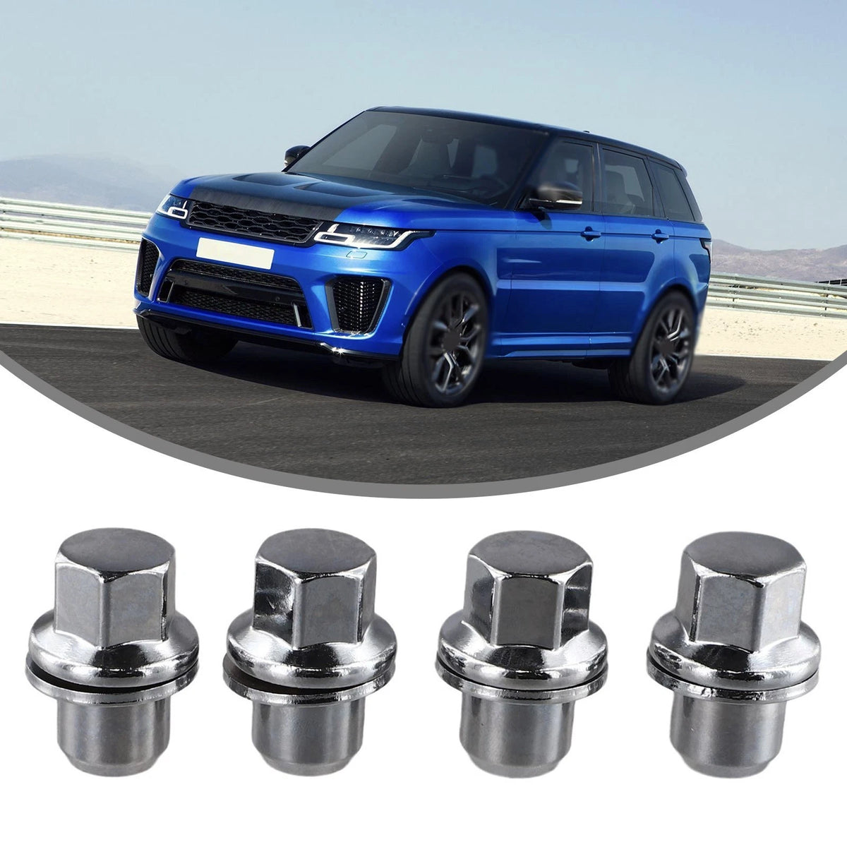 Wheels Fasteners Set Compatible with for Land Rover SUVs 4 Pack Silver