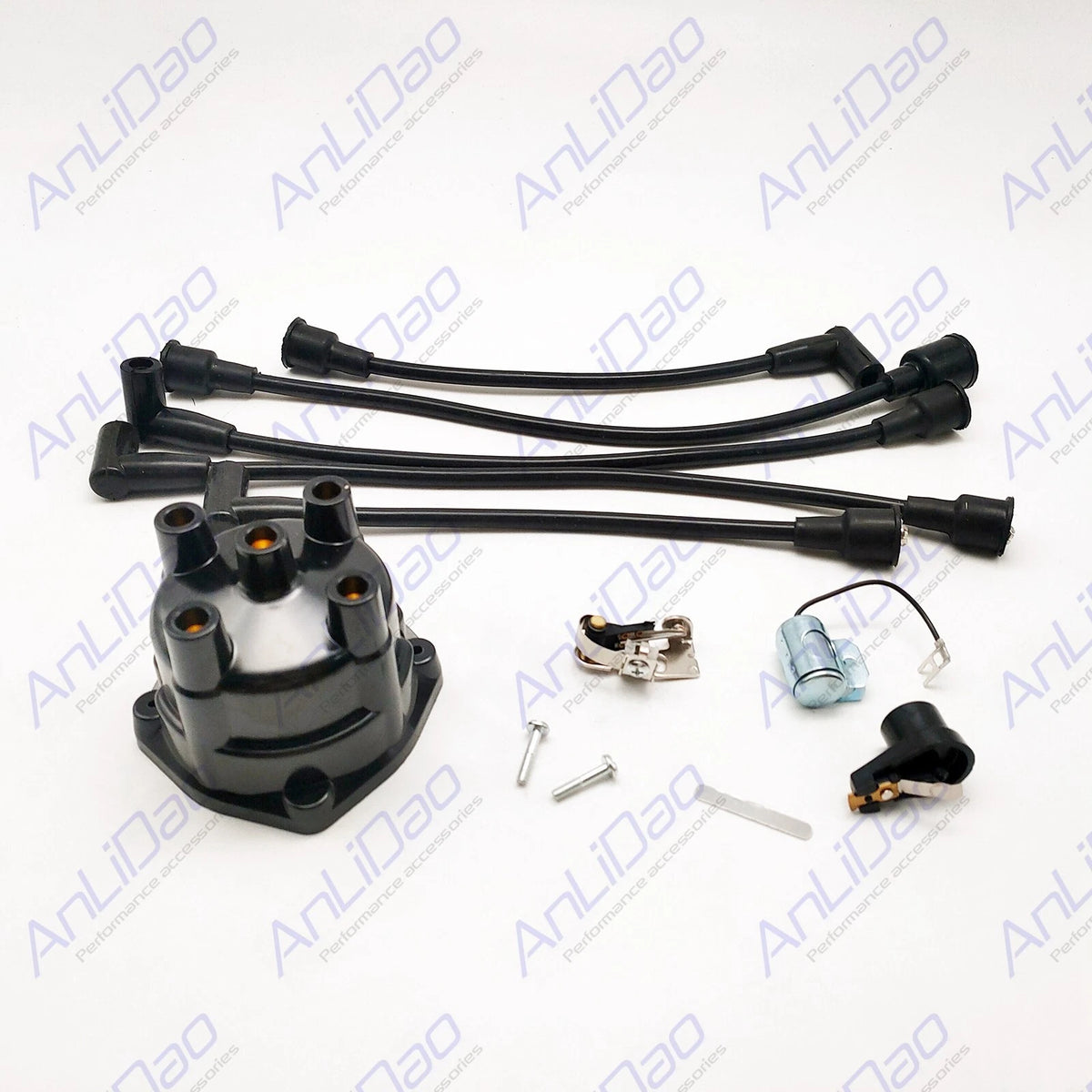 Fit Mercruiser 4 Cyl 3.0L 2.5 Points Distributor Ignition Wire Cap Rotor Kit