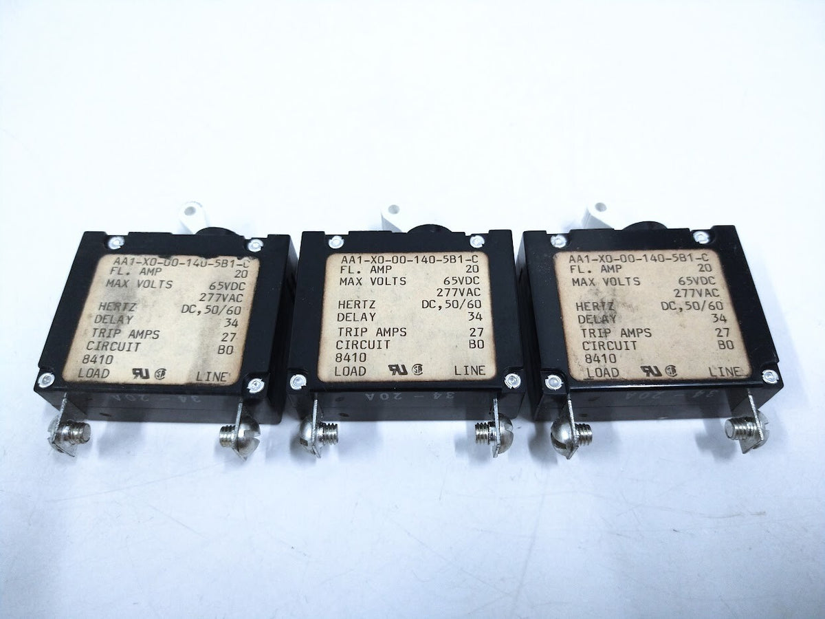 Carling Switch AA1-X0-00140-5B1-C, Circuit Breaker Switch 20 Amp - 3 Pack