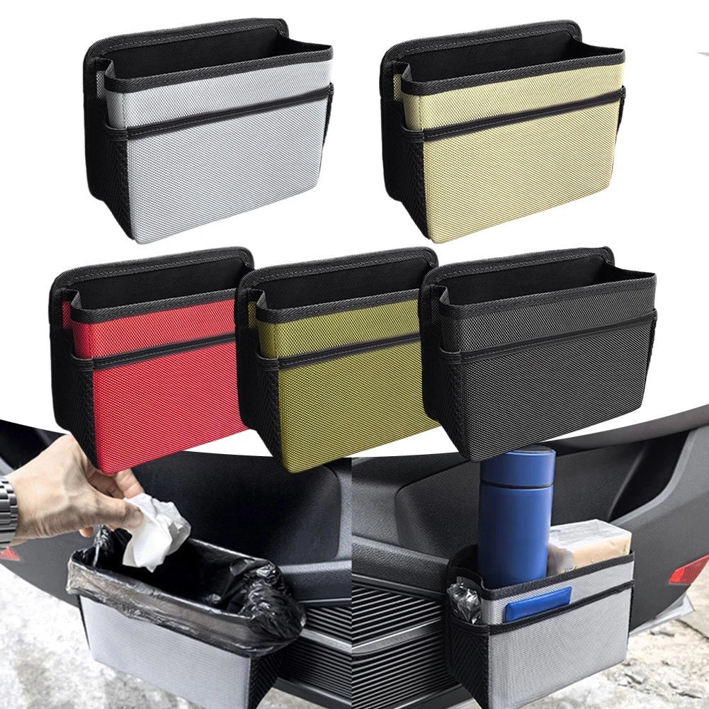 Car Door Storage Box Foldable Trash Can with PU Leather for Seat Back Organizer