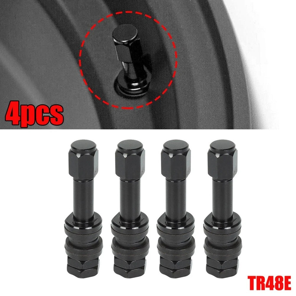 4 Pcs Car Tire Valve TR48E Bolt-in Car Tubeless Wheel Tire Valve Stem Dust Cap