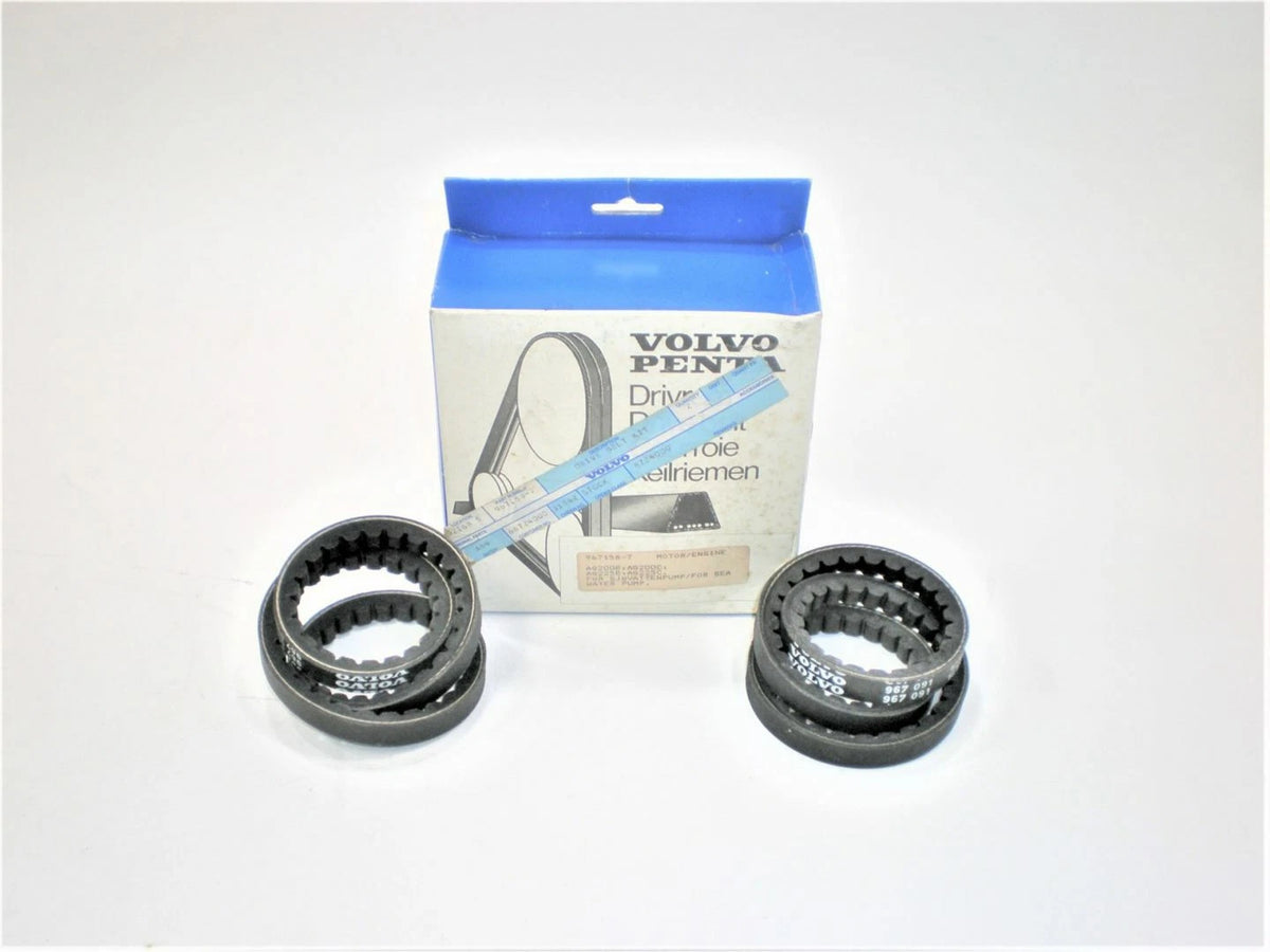 Volvo Penta 967158-7 *QTY 2* OEM ~ Sterndrive Water Pump Alternator Belt Set