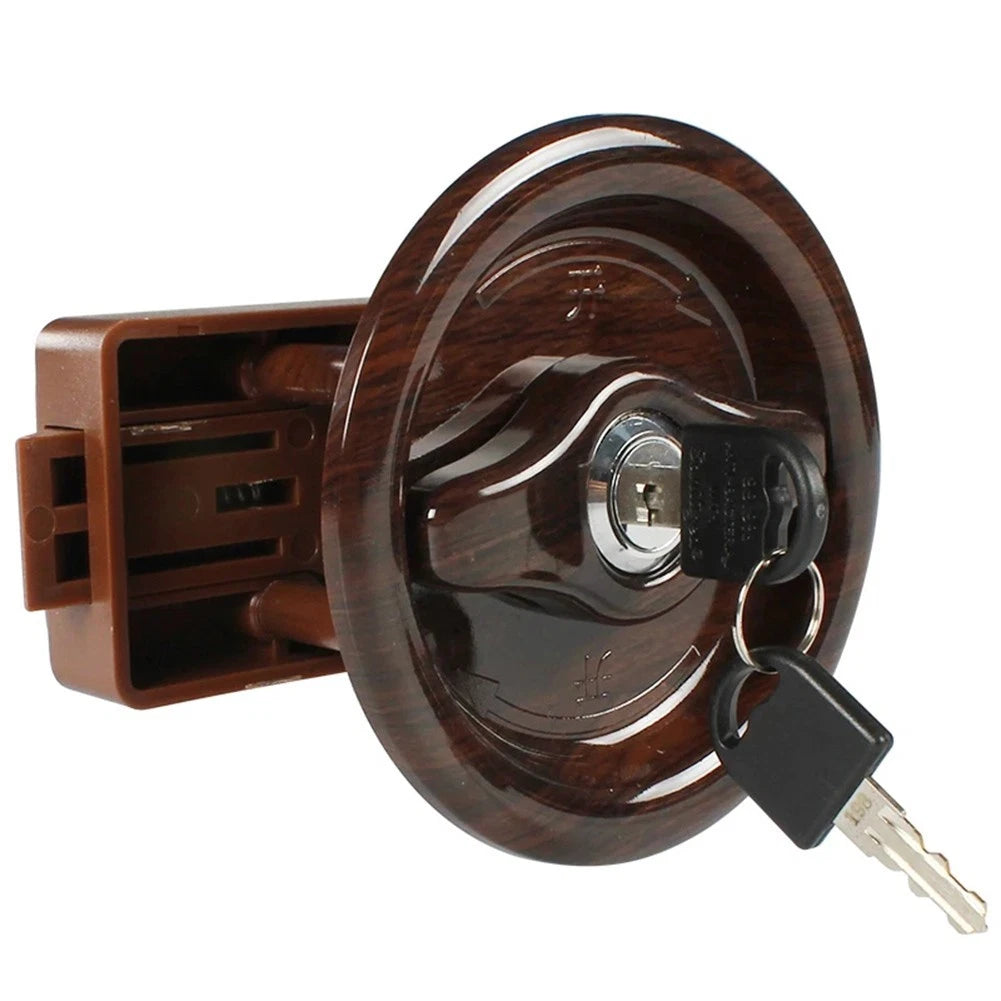 Bathroom Door Lock for RV with for 2 Keys Brown Wood for Motorhome Toilets