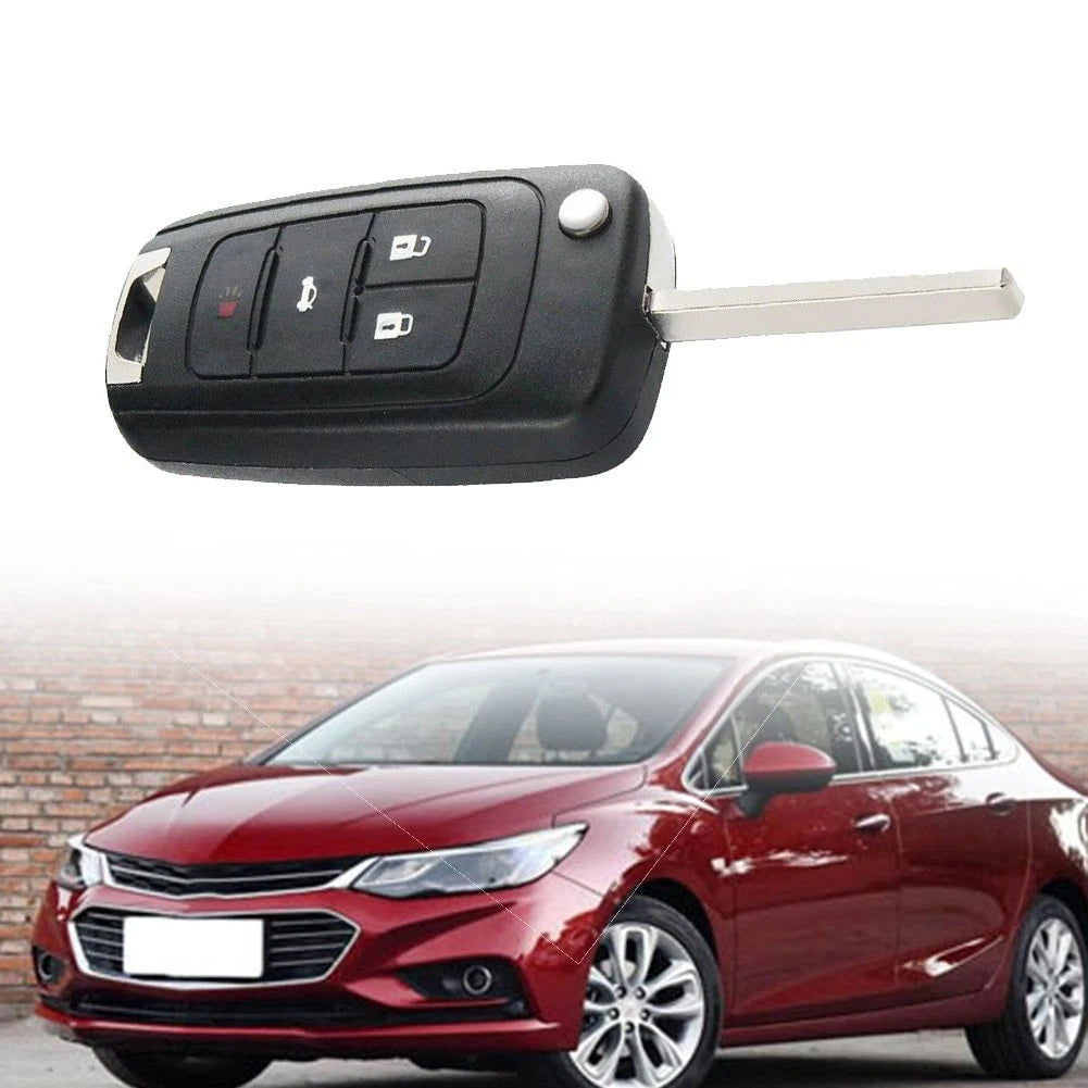 Car Key Shell Black Flip Folding Key Cutting Replacement 4 Button