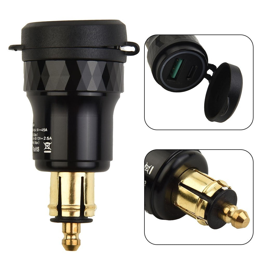 For-Dual USB Charger-Hella-DIN-Plug Socket-Adapter Motorcycle-DURABLE