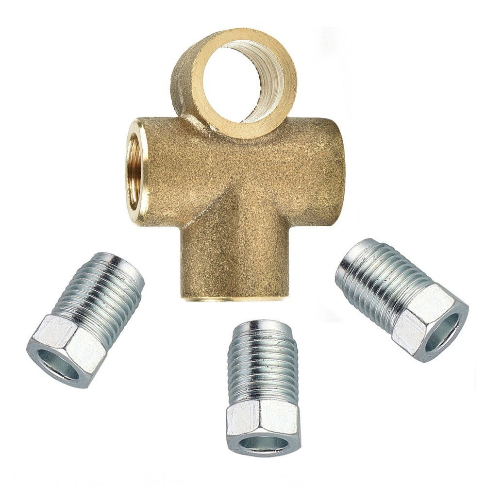 1 Set 3 Way Brake T Piece Tee with 3 Male Nuts Short Union UNF 24 for Tpi 3/16