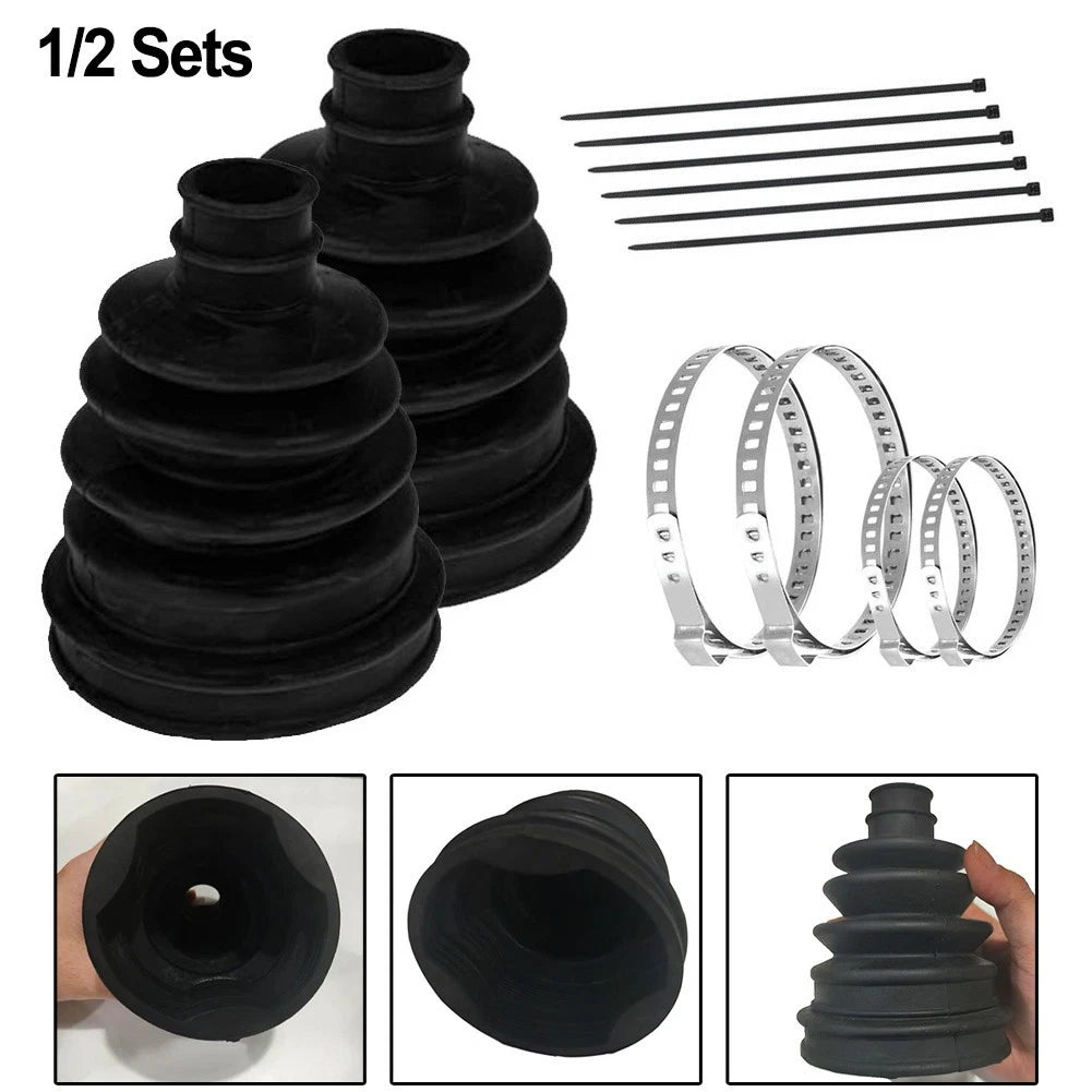 For CV Axle Boot Repair Kit with for 2 Boots 4 Stainless Steel Clamps 6 Zip Ties