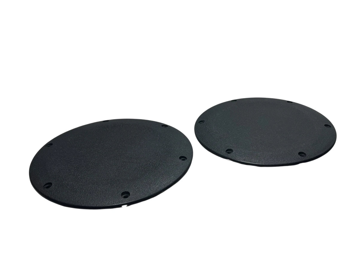 Deck Plate, Screw Down, Black, 7 7/8in Face, 6 1/8in Cutout, 2 Pack