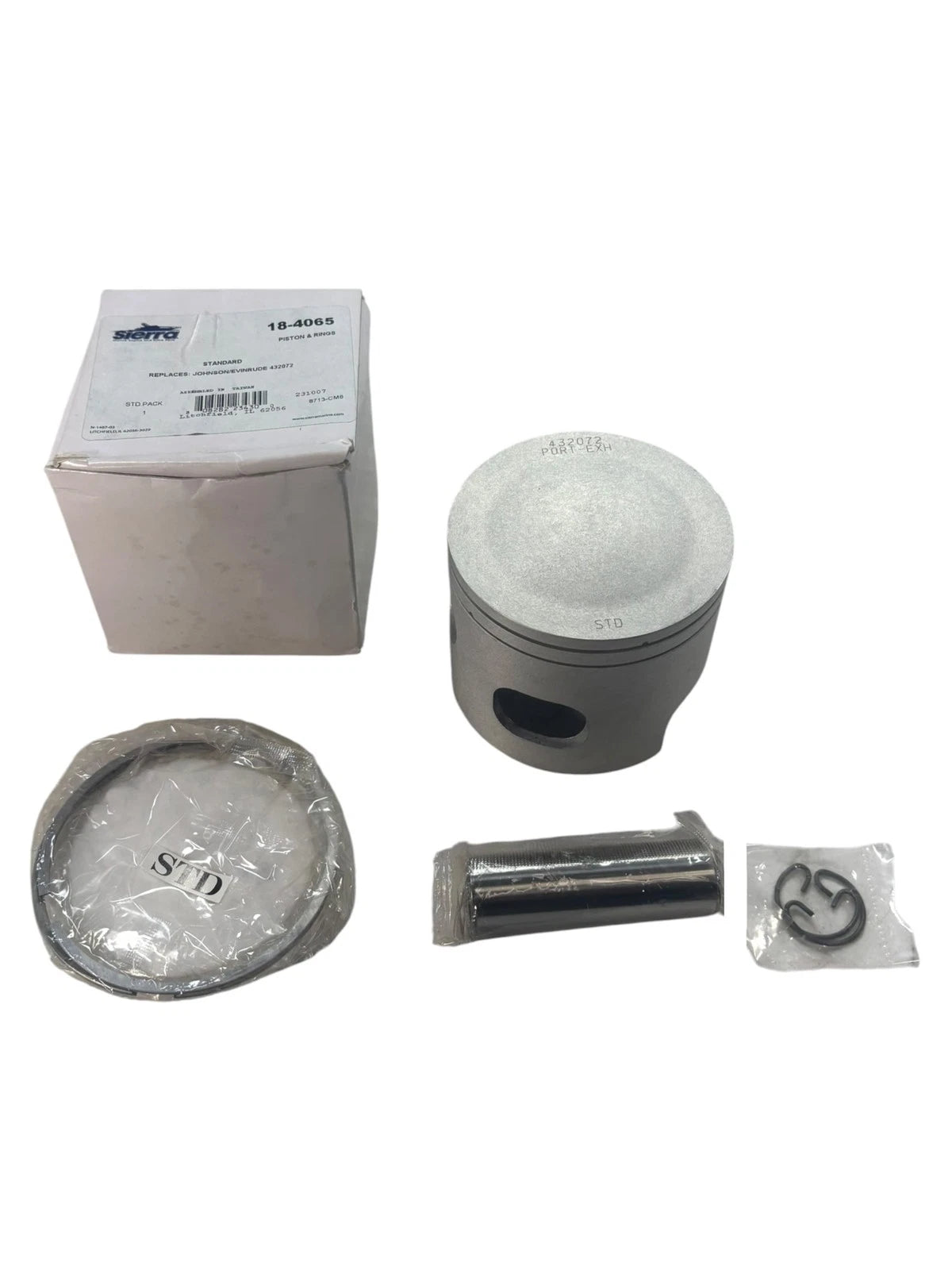 Sierra 18-4065, Piston Kit Replaces Johnson/Evinru De 432072 MISSING 2 Clips