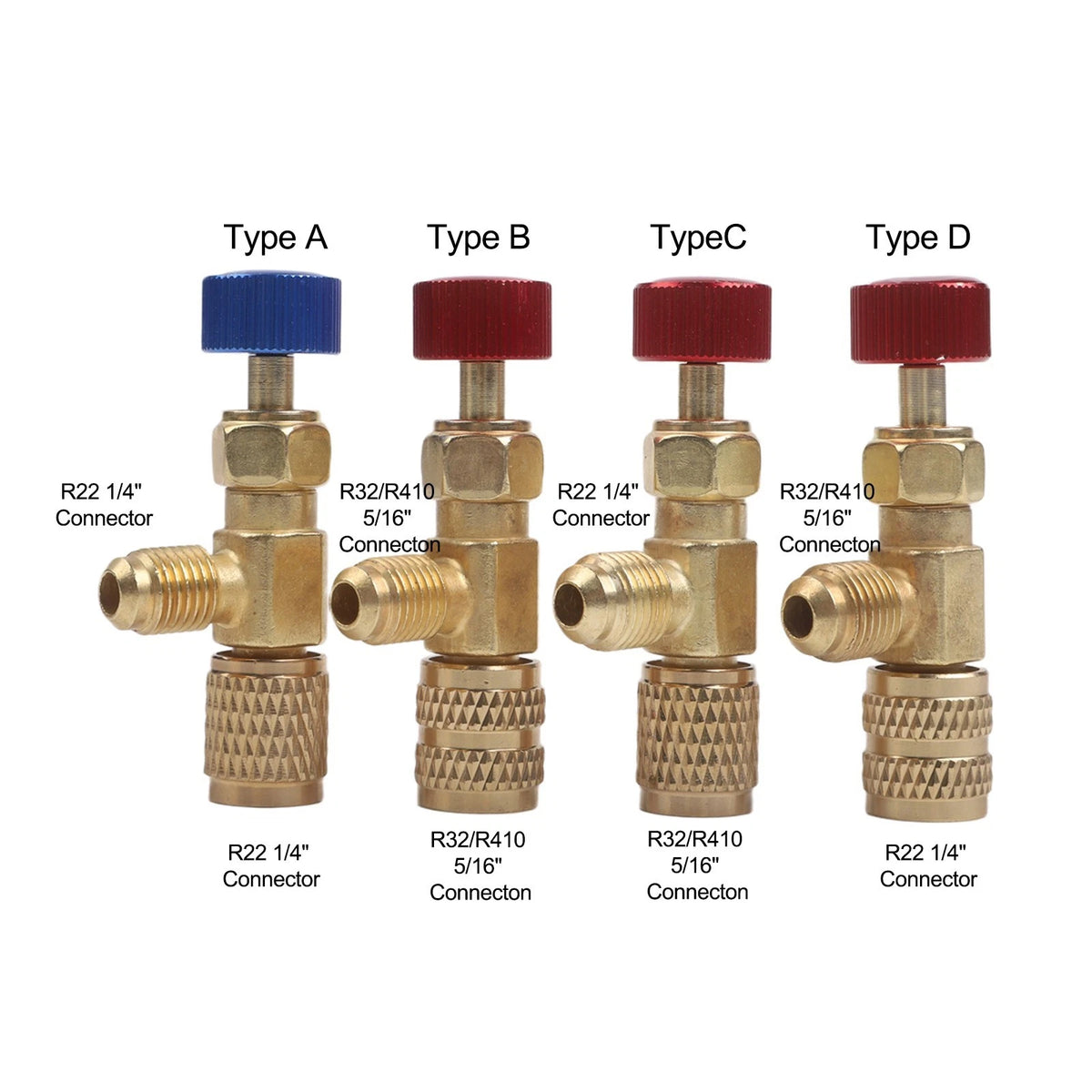 4PCS Quick Connect Safety Valves for R22 R32 R410 Air Conditioning Systems