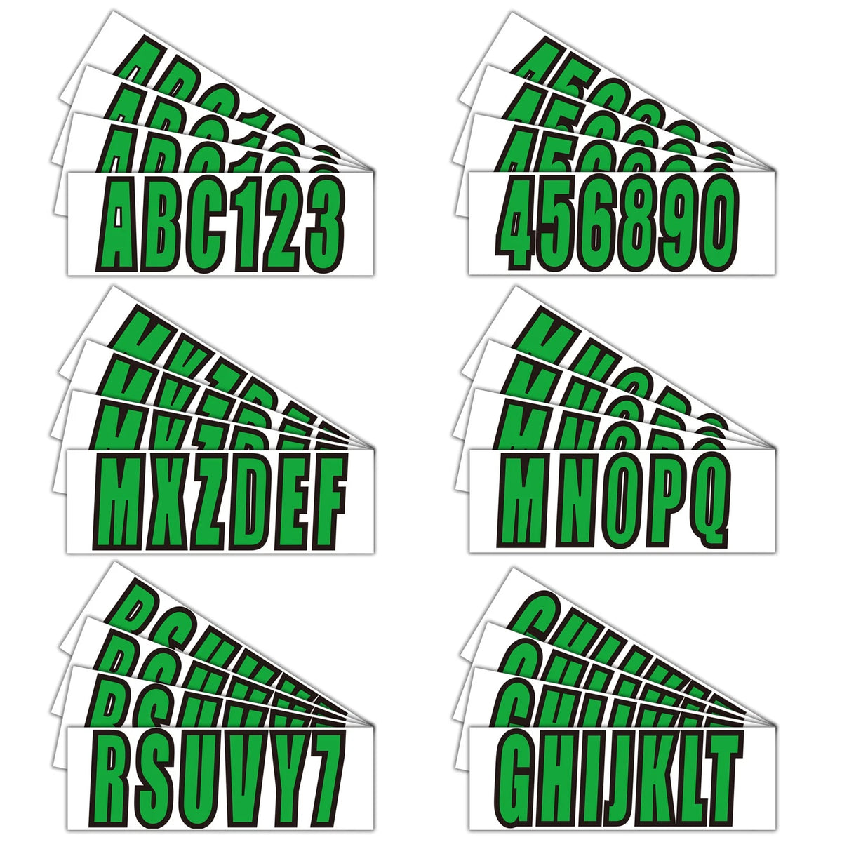 Boat Registration Letters Numbers Decals 4 Set of A-Z & 0-9 Green Stickers