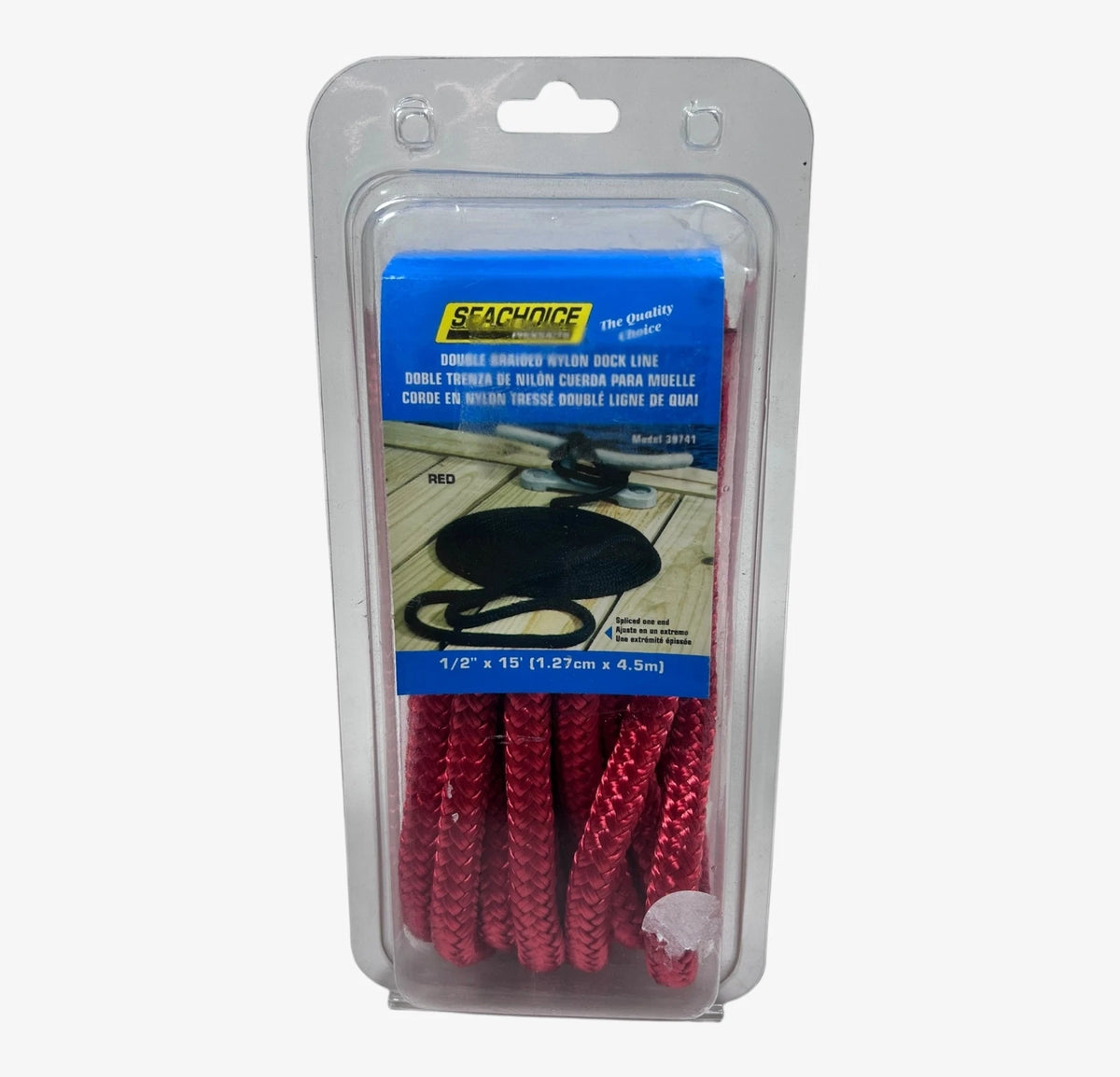 SeaChoice 39741, Marine Double Braided Nylon Dock Line , Red Rope 1/2'' X 15 FT