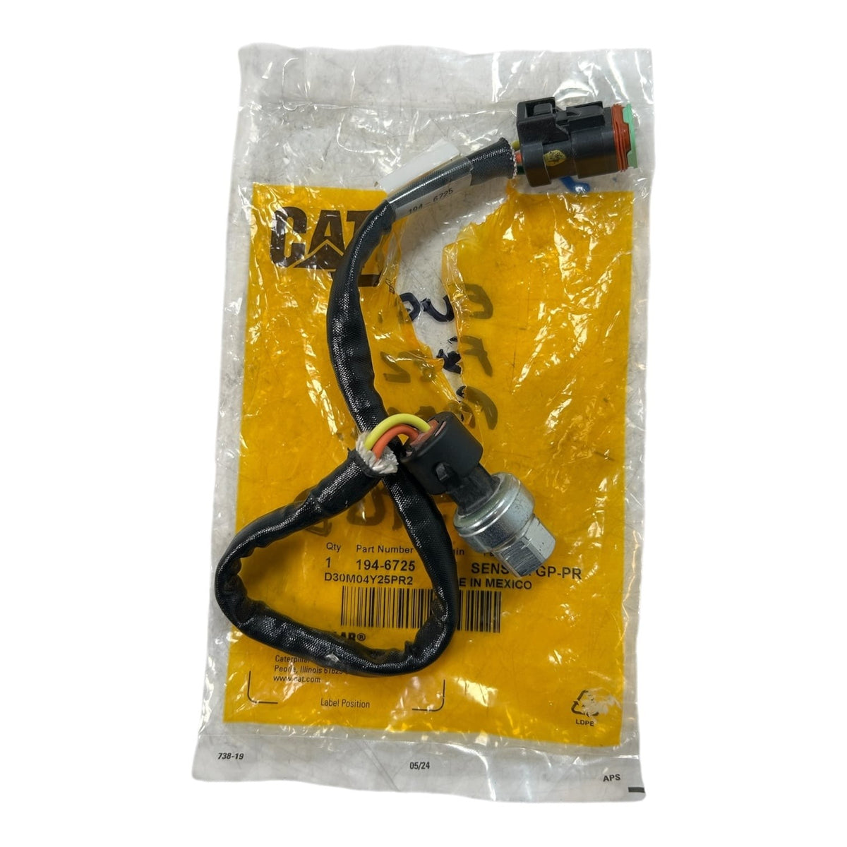 CAT / Caterpillar 194-6725, Marine Steel Pressure Sensor, OEM