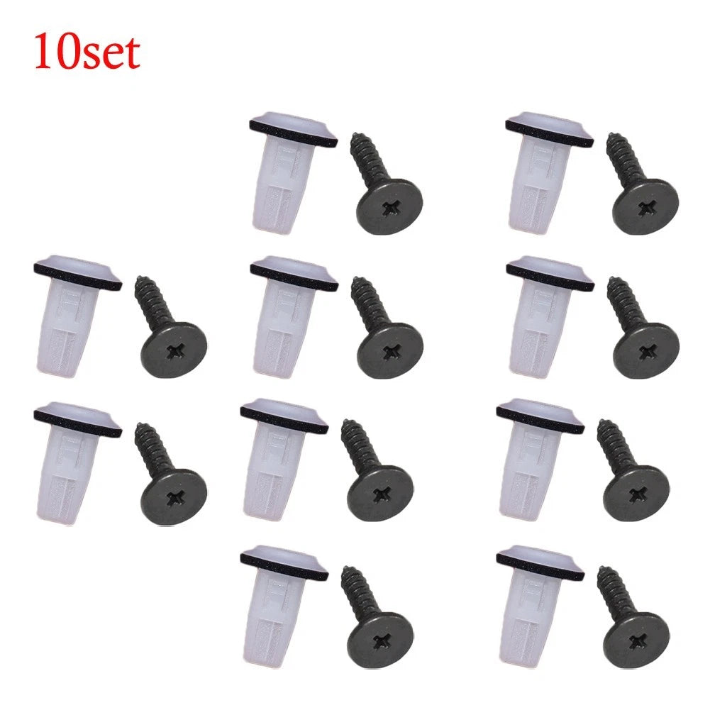 10 Sets of Car Wheel Arch for Fender Lining Screw Grommets Clips Silver for