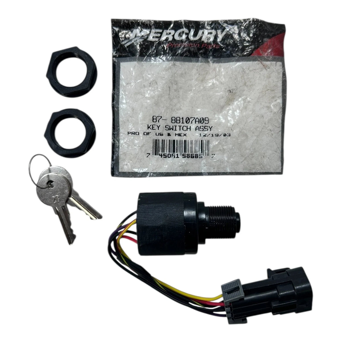Mercury 87-88107A09, Marine Ignition Switch Assembly with Keys , OEM