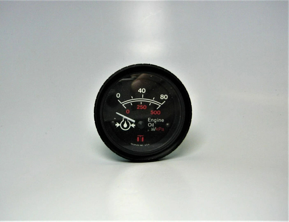 TeleFlex 53214 ~ Marine 2-3/8" Black Face & Bezel 0-80 PSI Oil Pressure G...