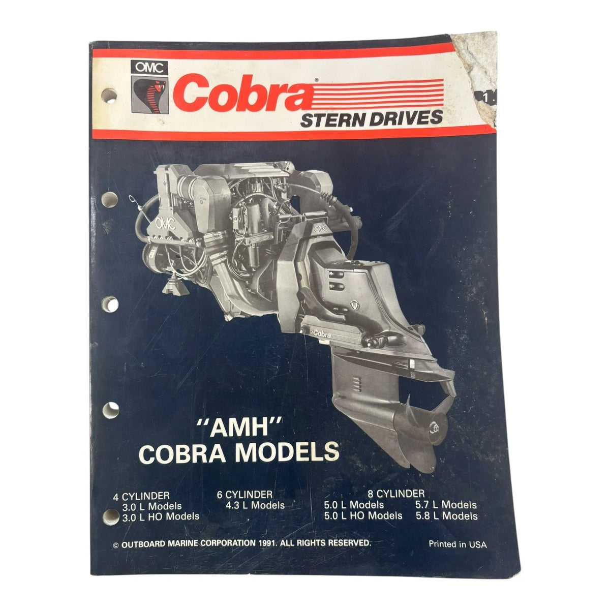 OMC Cobra Stern Drives 508148, "AMH" Cobra Models Service Manual (1991)