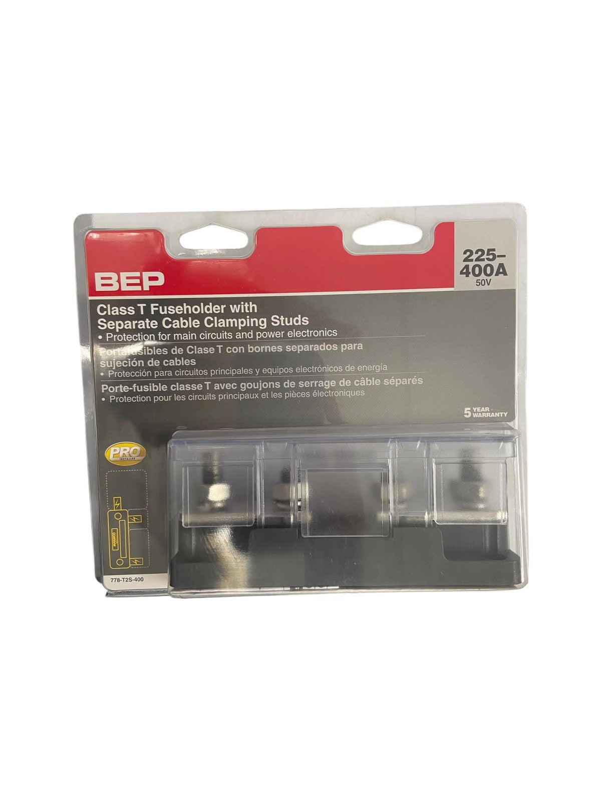 BEP 778-T2S-400, Class T Fuseholder with 2 Clamping Studs, 225-400A/50V, OEM