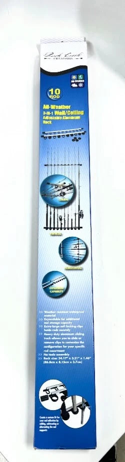 Rush Creek Creations 858316006717, Aluminum 10 Rod Wall/Ceiling Rod Rack