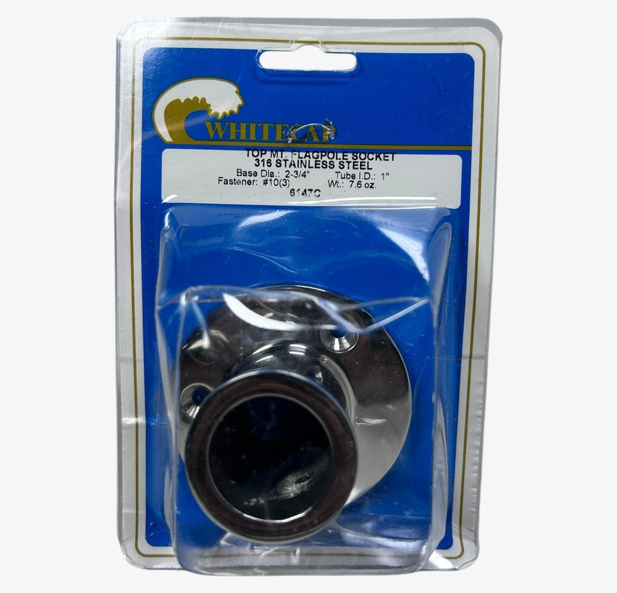 WhiteCap 6147C, Stainless Steel Top Mount Flagpole Socket 2 3/4'' X 1''