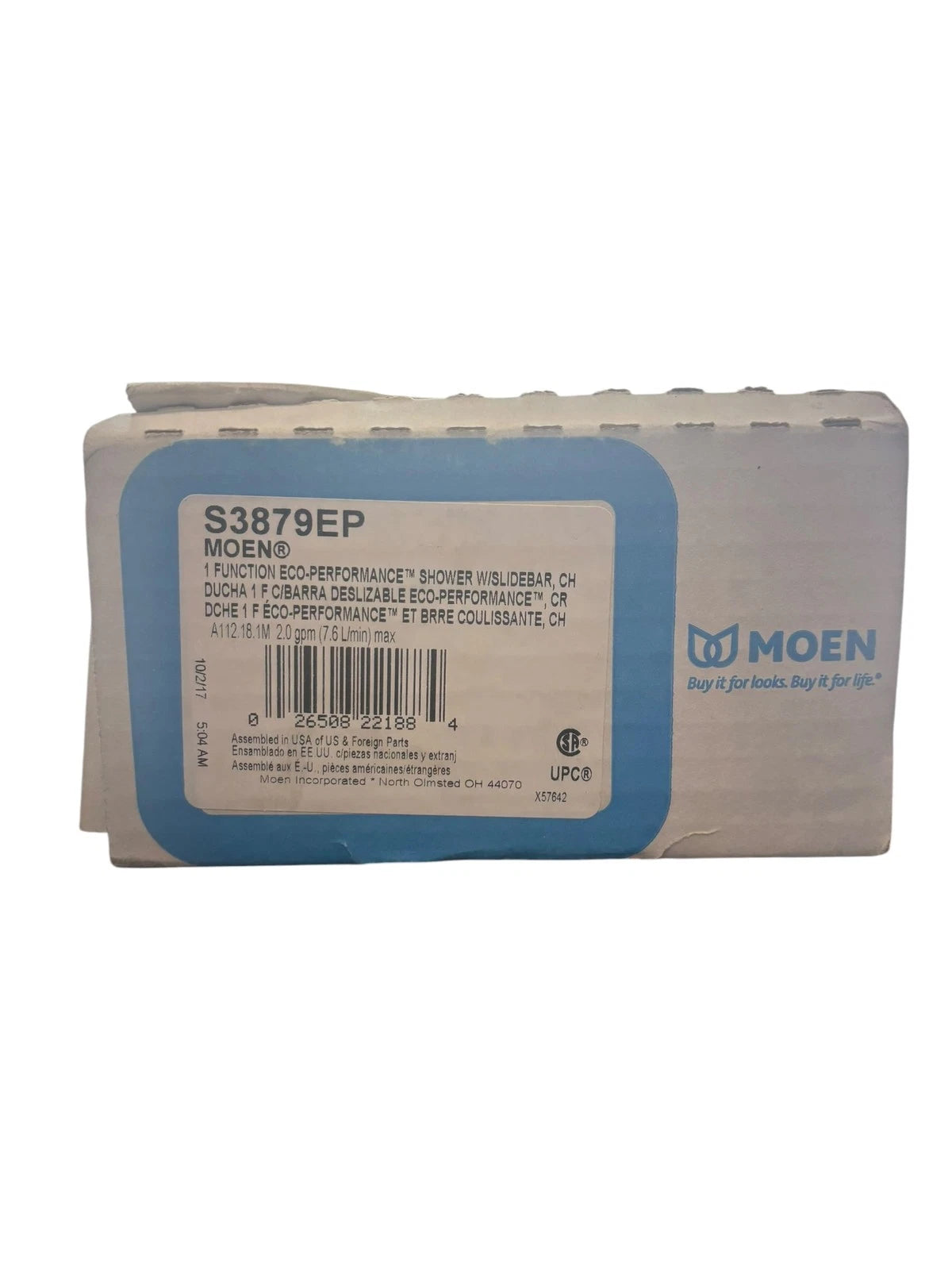 Moen S3879EP, Single Function Eco-Performanc E Shower with Slidebar, Chrome