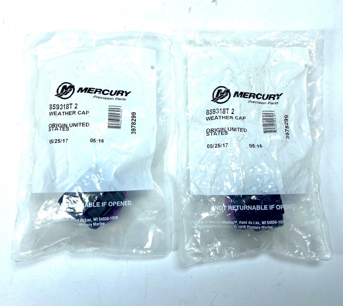 '- - Mercury 859318T2, Weather Cap , OEM - 2 Pack