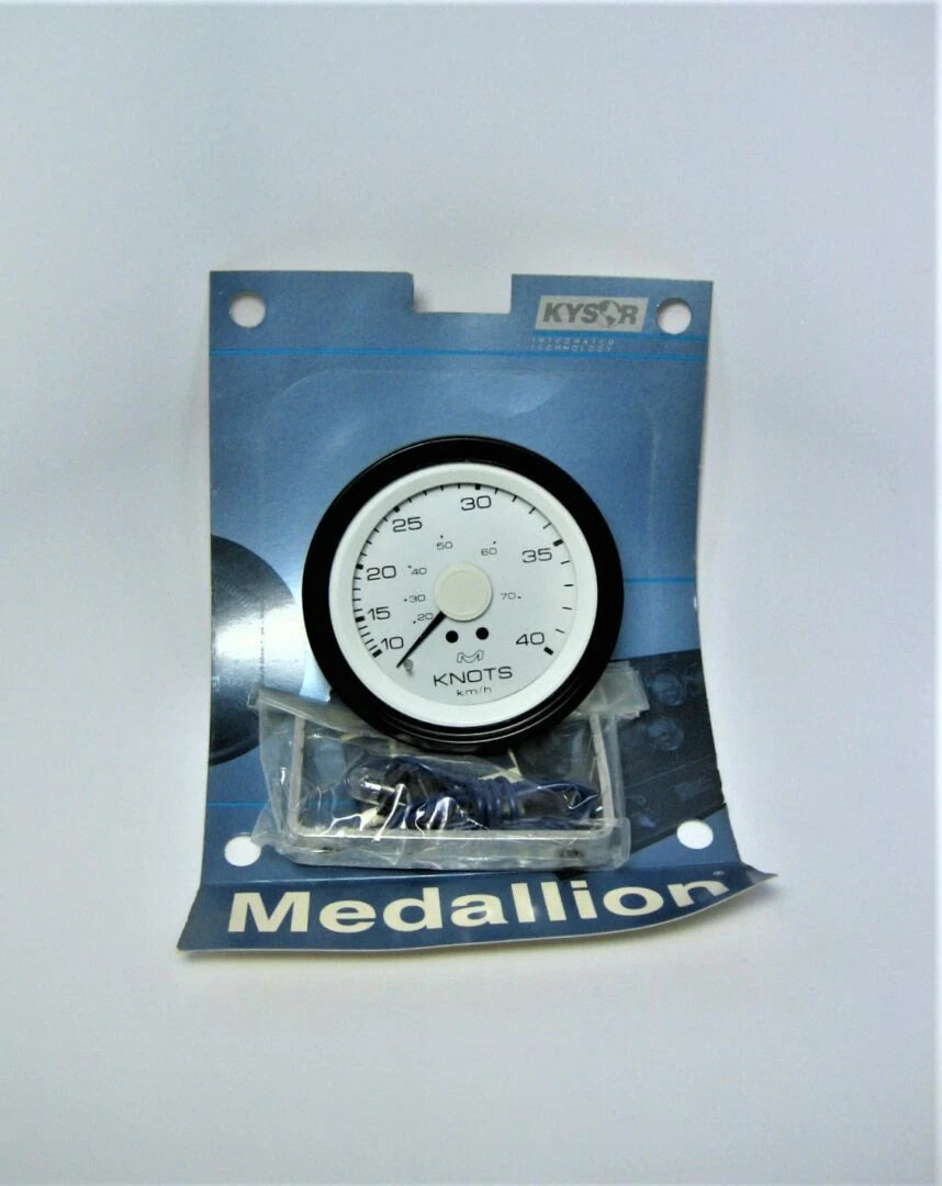 Medallion SS-124-30W ~ 3-3/4" White Face / Black Bezel 0-40 Knots Gauge Kit