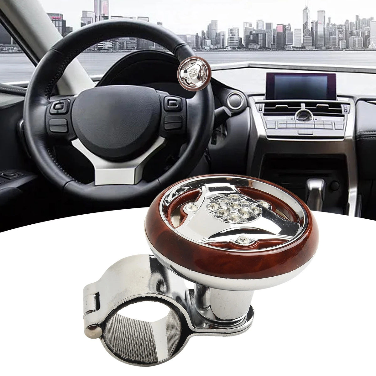 Steering Wheel Booster Anti-Slip Assister Car Electroplating Knob Ball