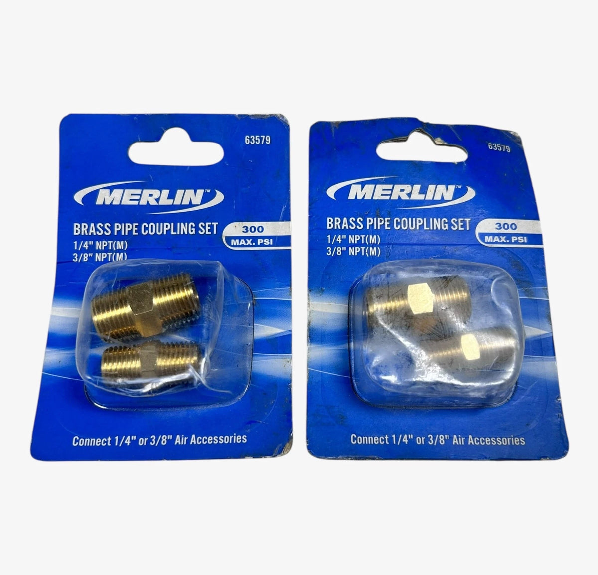 Merlin 63579, Brass Pipe Coupling Set 1/4'' - 3/8'' , 300 Psi - 2 Pack