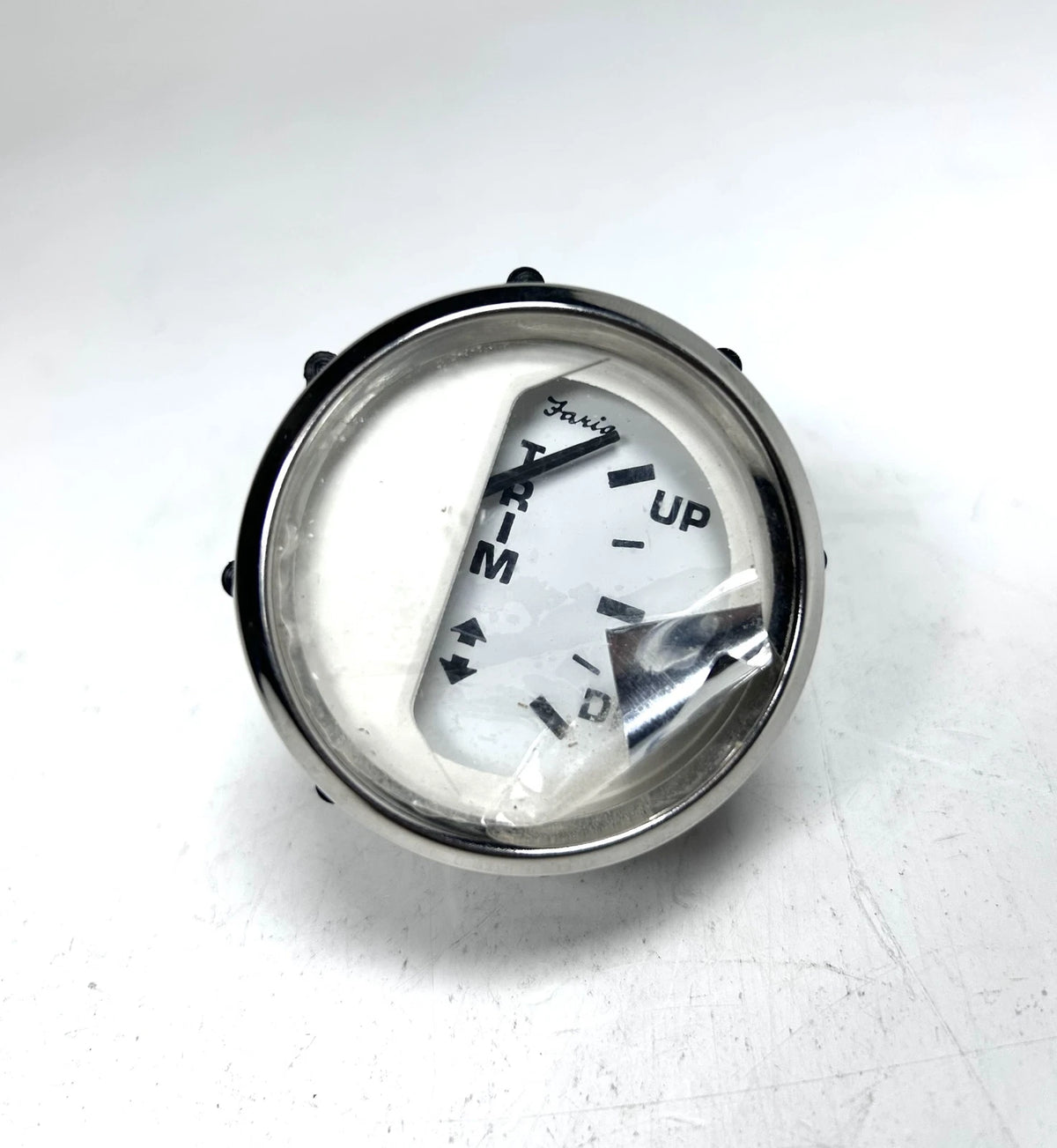 Faria GP9986B, White & Chrome Bezel Trim Up/Down Meter Gauge 2''