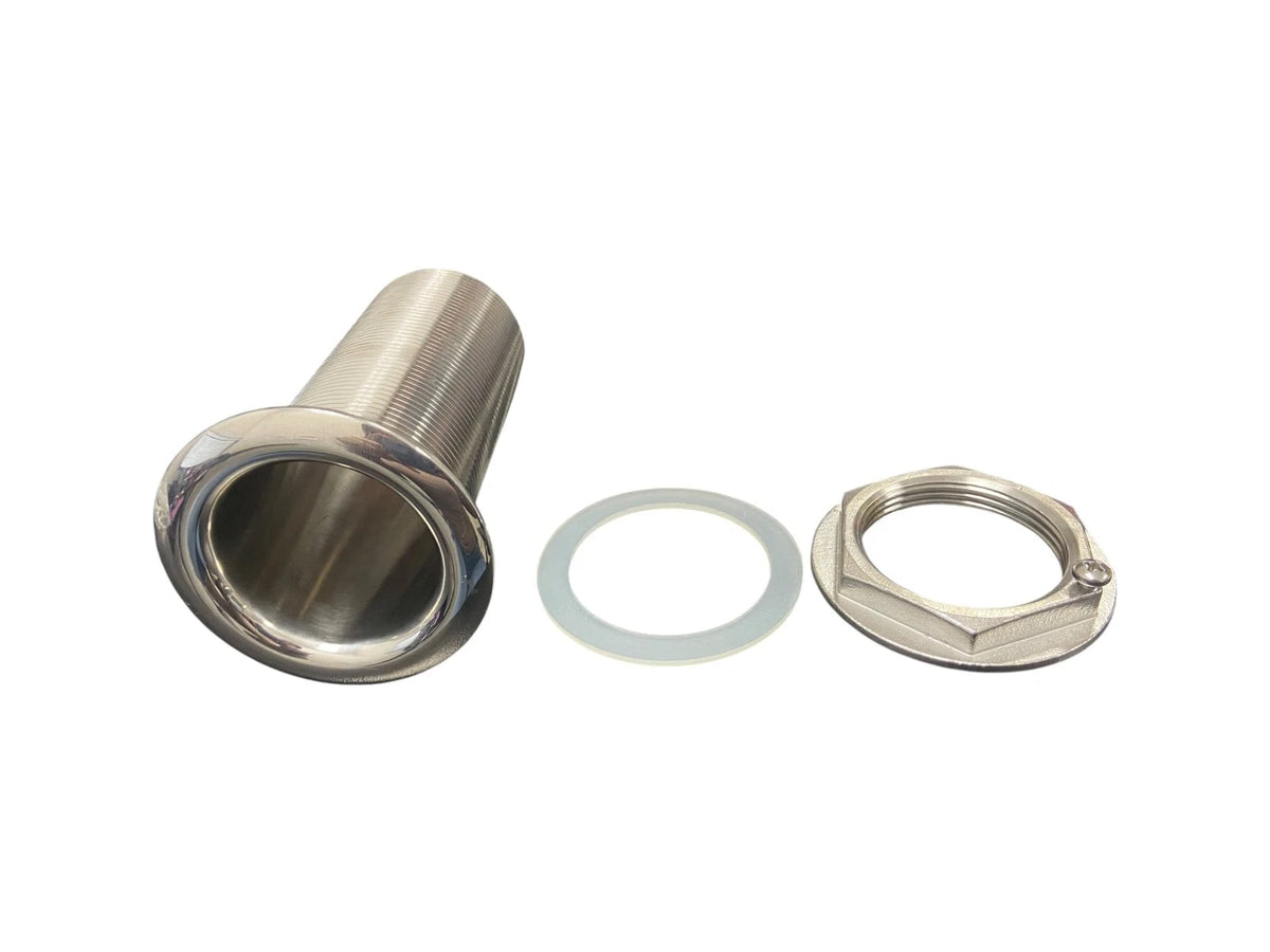 Thru Hull, Thread Depth: 4 1/4" OD 2 5/8" ID 1 7/8", Stainless Steel
