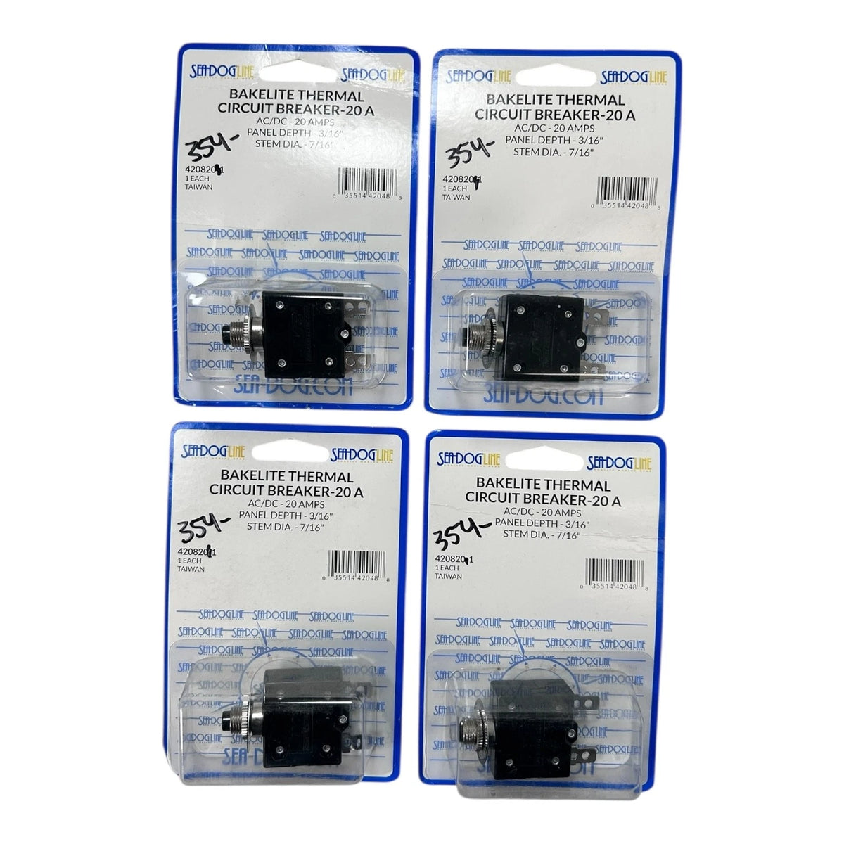 Sea Dog Line 420820-1, Bakelite Thermal Circuit Breaker 20A - 4 Pack