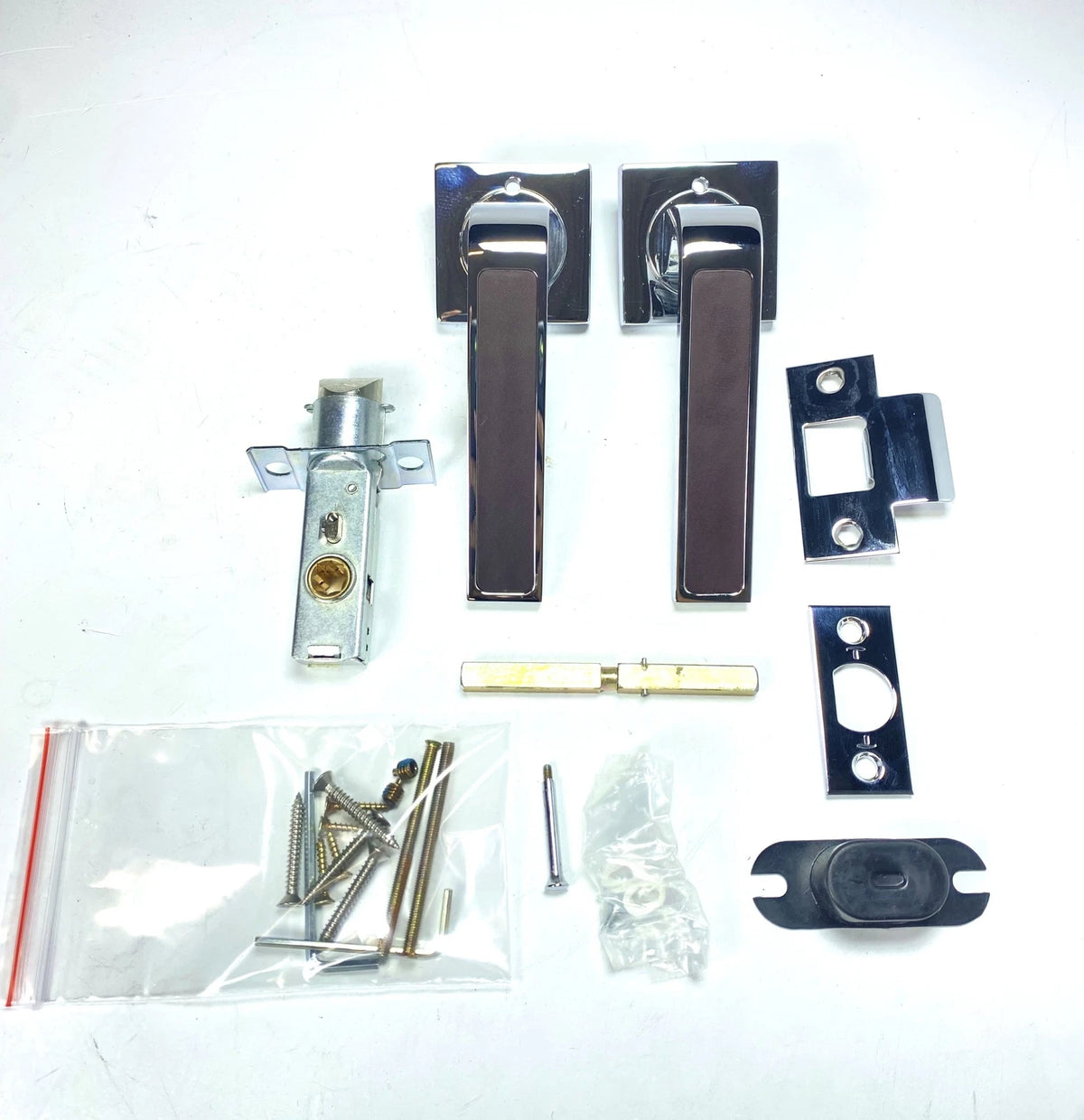 Turning Style Designs R1530 , Chrome, Chocolate Leather, Door Lever Handle