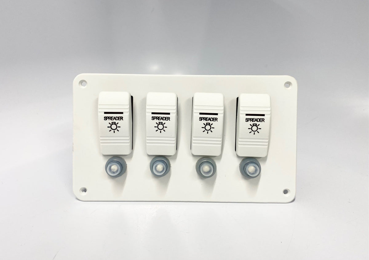 Spreader Light 4 Button Switch Panel , 7" X 4" , White , Carling V1D1