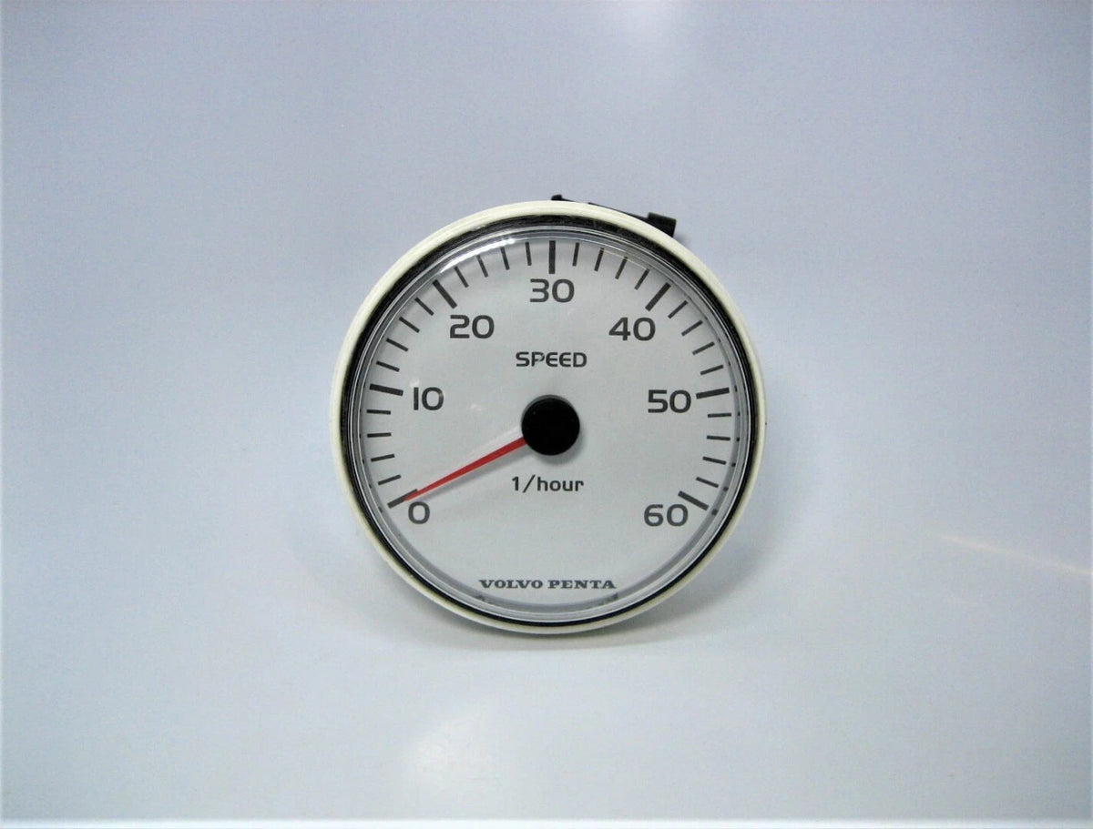 Volvo Penta 3847872 OEM ~ 4" White EVC 0-60 1/Hour Speedometer *gauge ONLY*