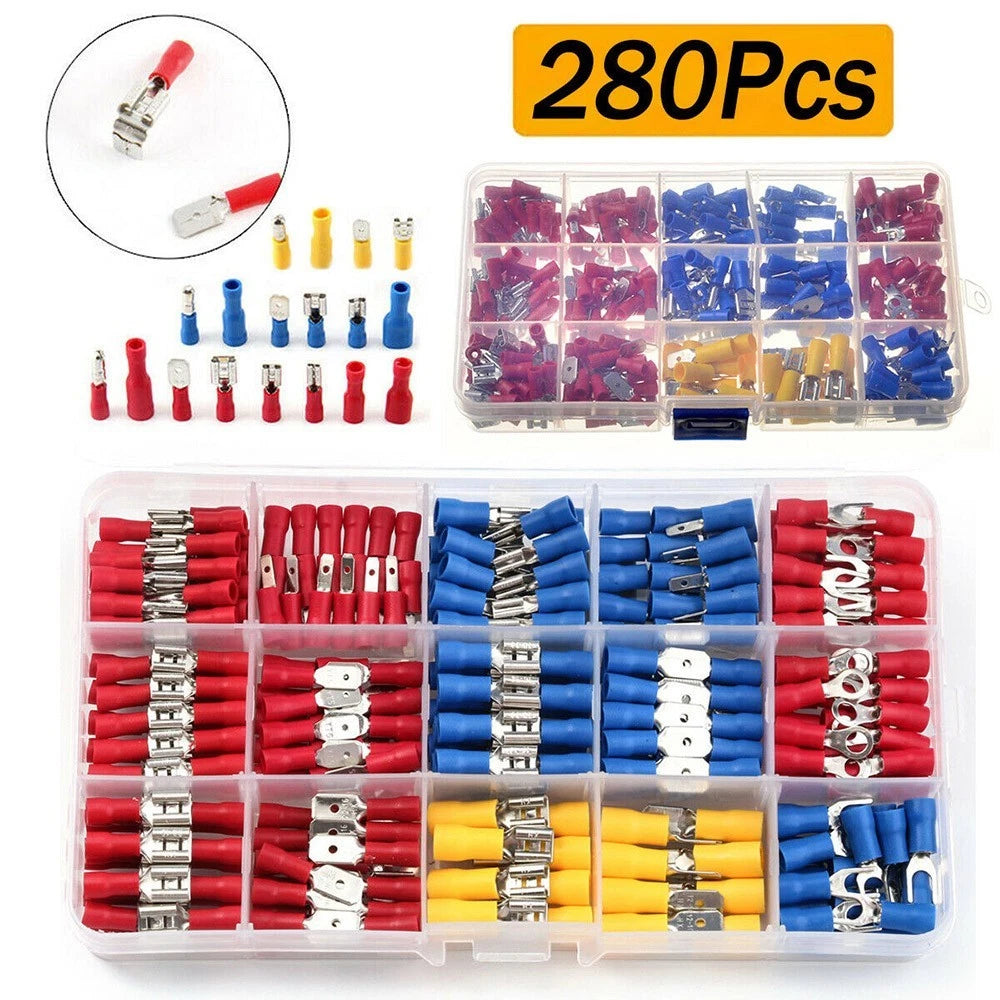 280PCS/kit Assorted Crimp Terminals Copper + PVC+ Tinplate Replacement