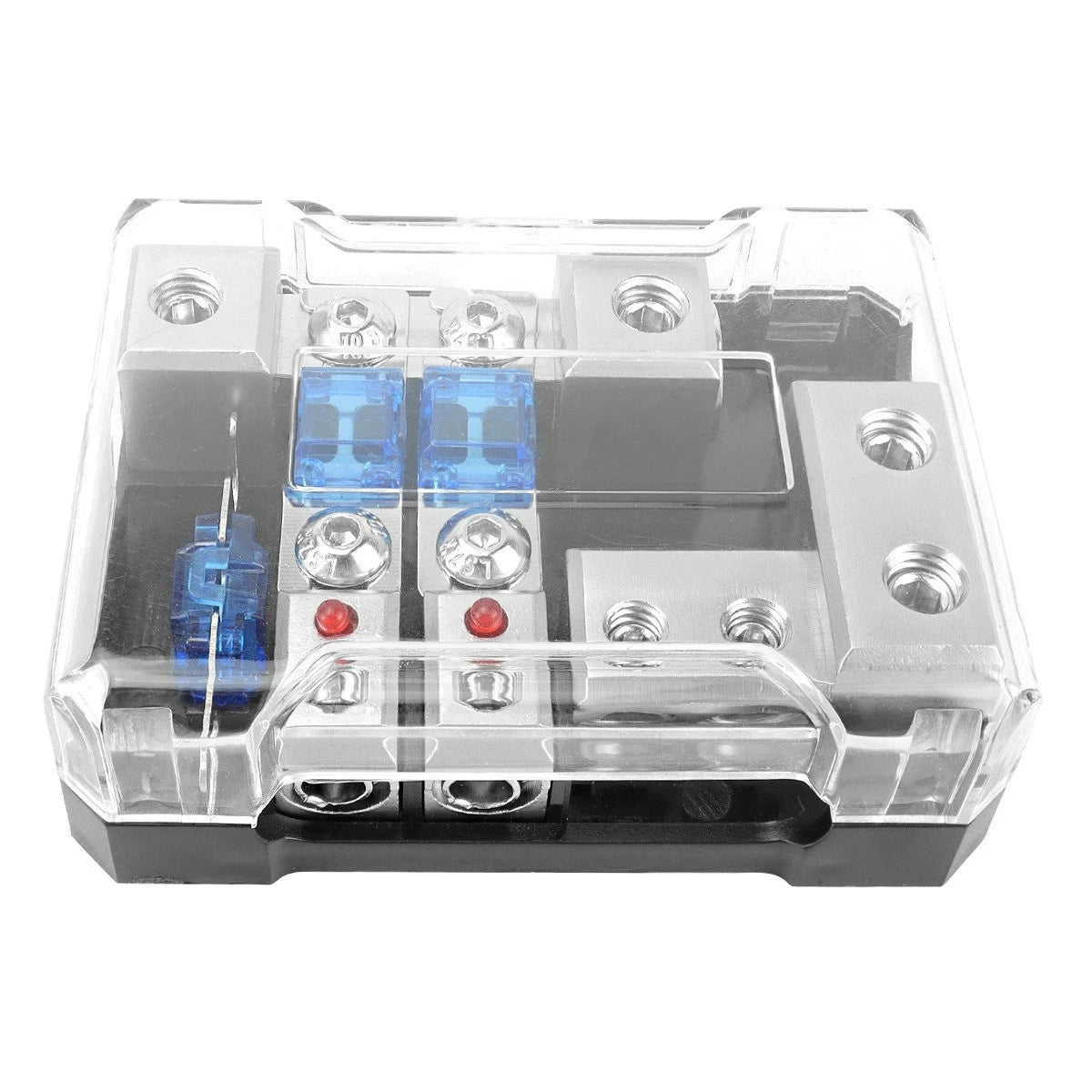 2 Input 2 Output Fuse Box 60A Black with Clear Cover for RV Electrical Mods