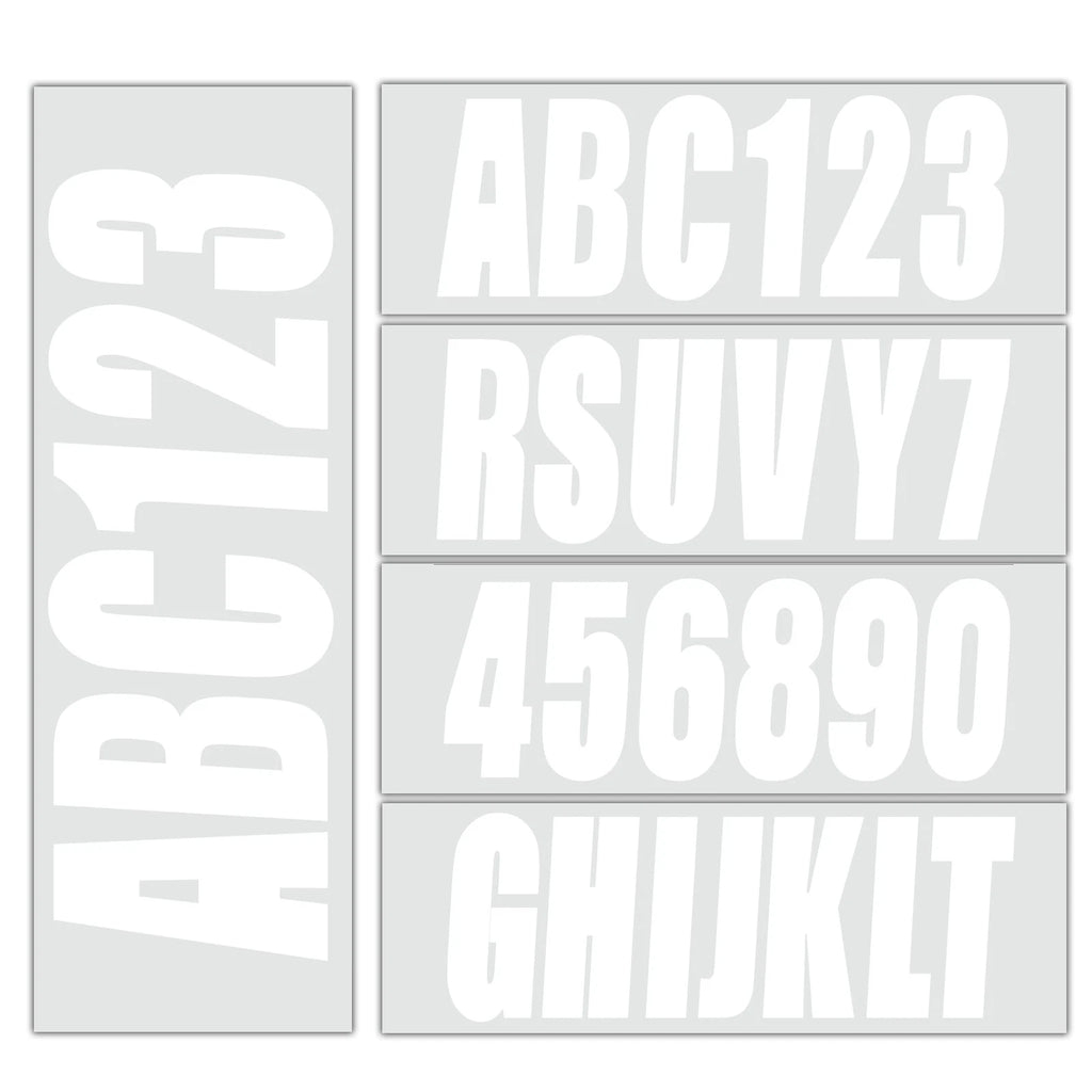 Boat Registration Letters Numbers Decals 4 Set of A-Z & 0-9 White