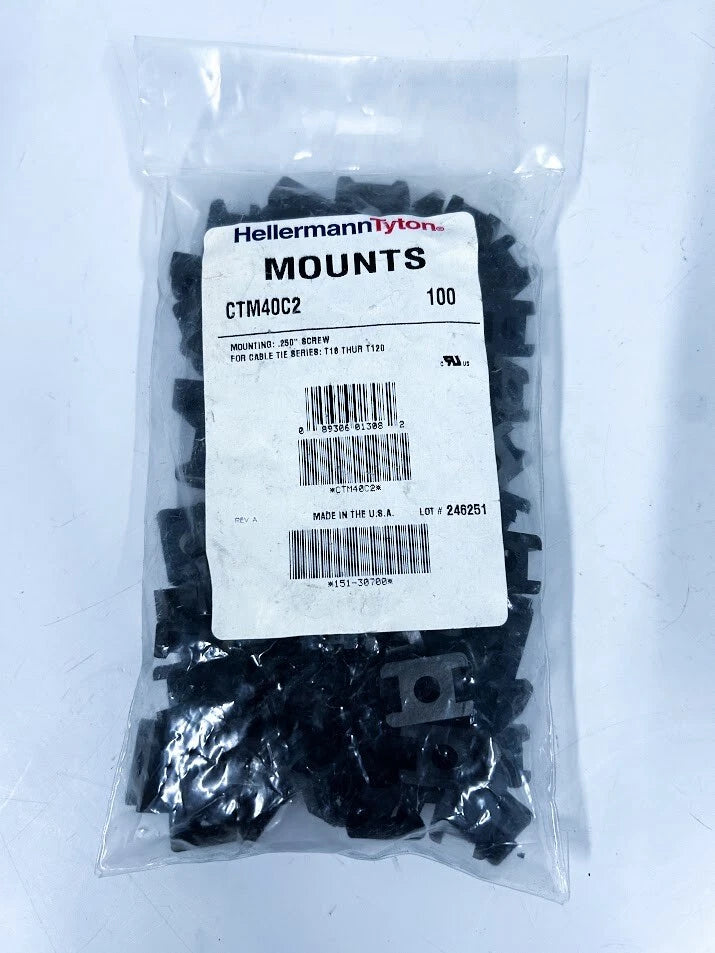 Hellermann Tyton CTM40C2, Screw Mounts, .250'' - 100 Pack