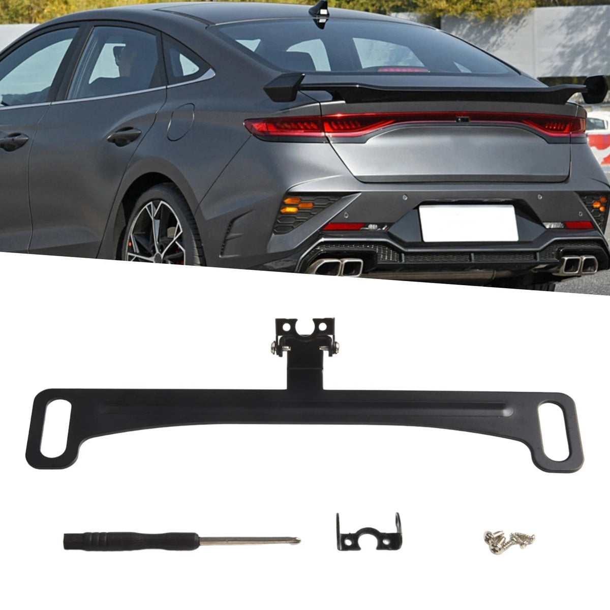 Sleek Black License Plate Frame Holder for American Style Rear View Camera