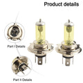 Sale Waterproof 2x Xenon H4 Headlight Upgrade 5000k Car Yellow 55w Halogen
